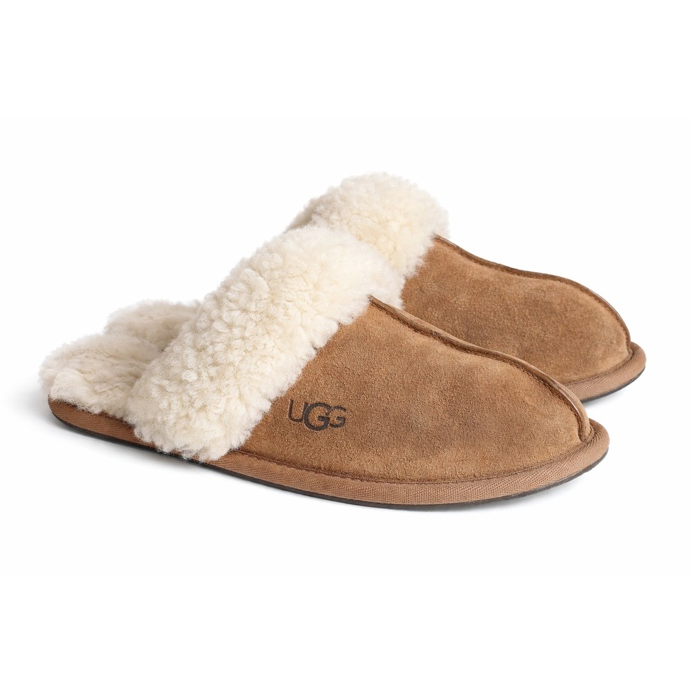 UGG‎ Scuffette II EU 37 US 6 Tan Suede Shearling Lined Slippers Comfort Shoes